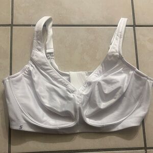 46C Glamorise Sport Bra Magic Lift Style 1006 White Unlined Wirefree